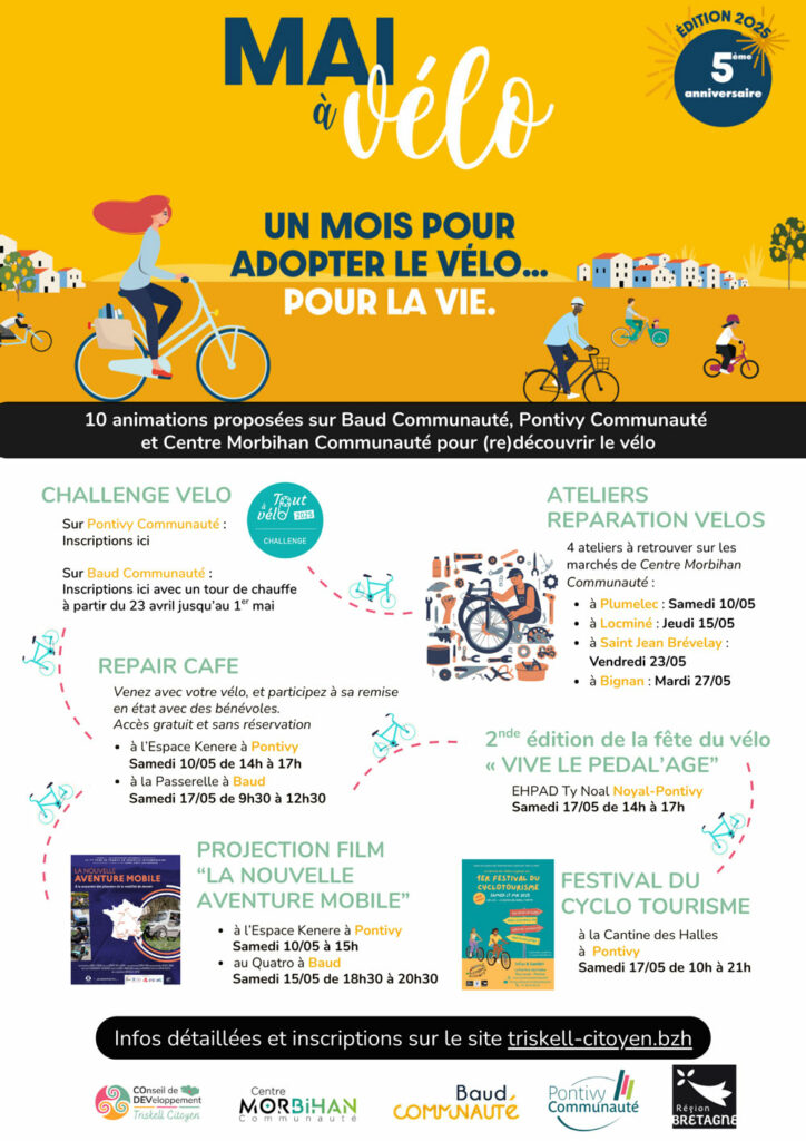 Tout le programme de l'évènement Mai à vélo 2025 sur le Pays de Pontivy